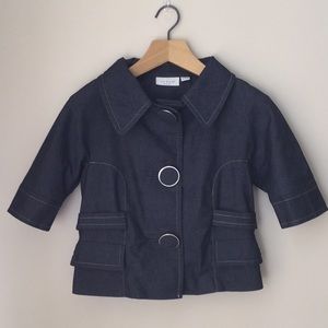 Short sleeve cropped denim blazer